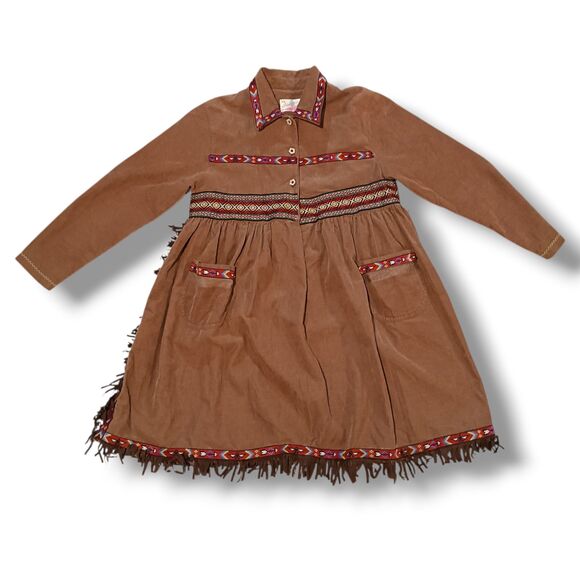 Vtg Disney Minnie N Me Indian Costume Dress Up-Size 10-Fringe-Pockets-Corduroy - Picture 1 of 12
